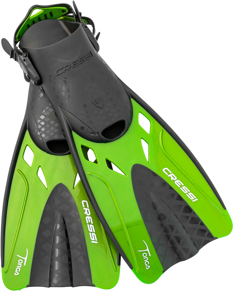 Cressi Adult Complete Snorkeling Set (Mask, Dry Snorkel, Adjustable Fins) - Lightweight Traveling Equipment - Tonga Pro Dry Set: Designed in Italy