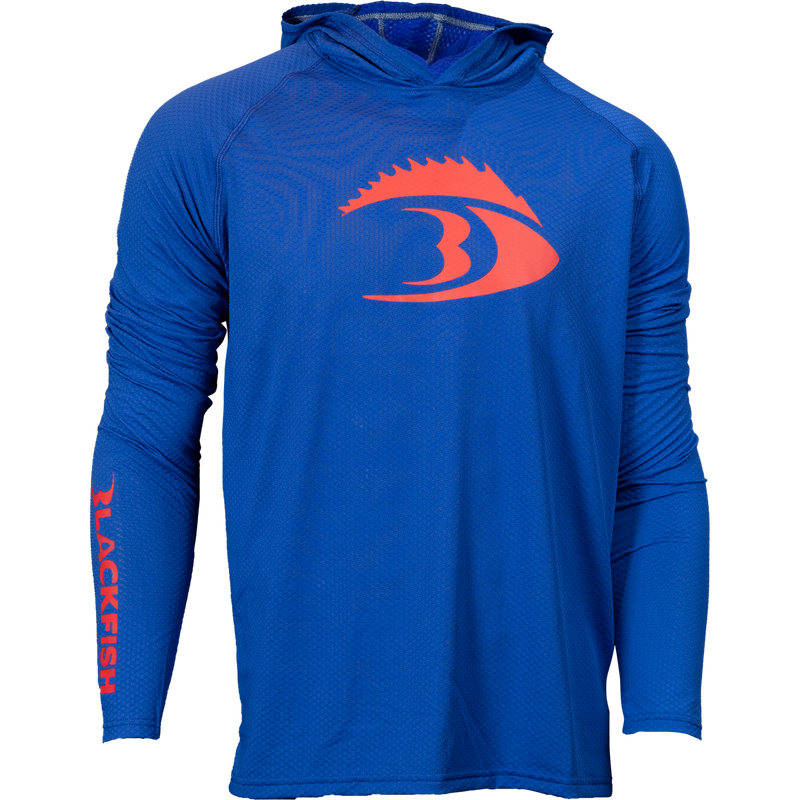 BLACKFISH CoolTech UPF Angler Sun Hoodie, Fin Logo