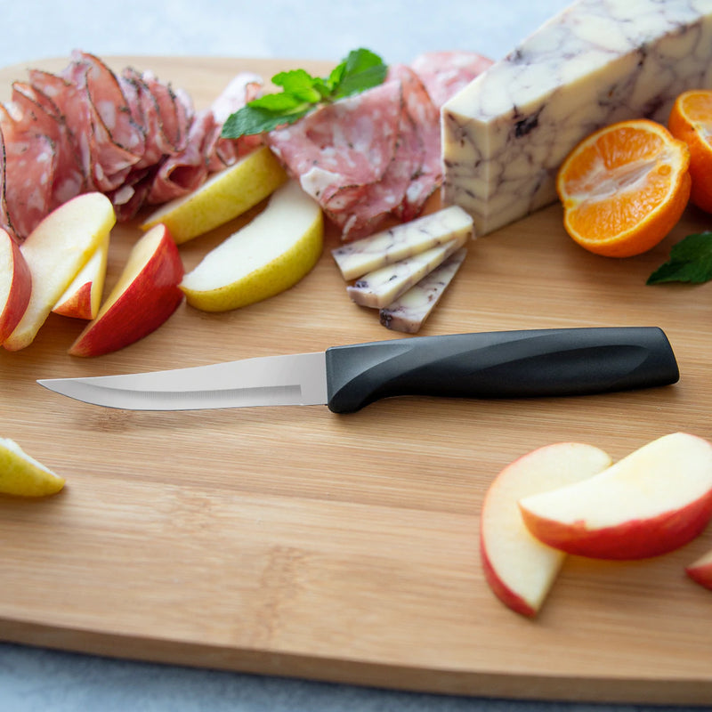 Rada Cutlery Anthem Series Heavy Duty Paring Knife Stainless Steel Blade with Ergonomic Black Resin Handle - 7-3/8 Inches