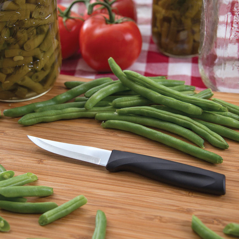 Rada Cutlery Anthem Series Heavy Duty Paring Knife Stainless Steel Blade with Ergonomic Black Resin Handle - 7-3/8 Inches