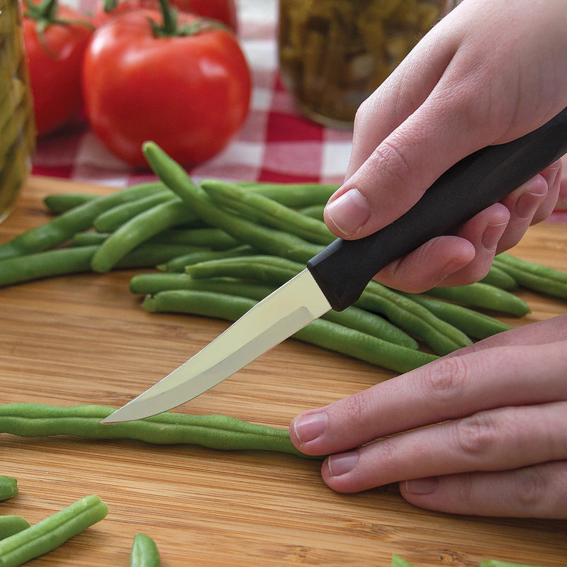 Rada Cutlery Anthem Series Heavy Duty Paring Knife Stainless Steel Blade with Ergonomic Black Resin Handle - 7-3/8 Inches