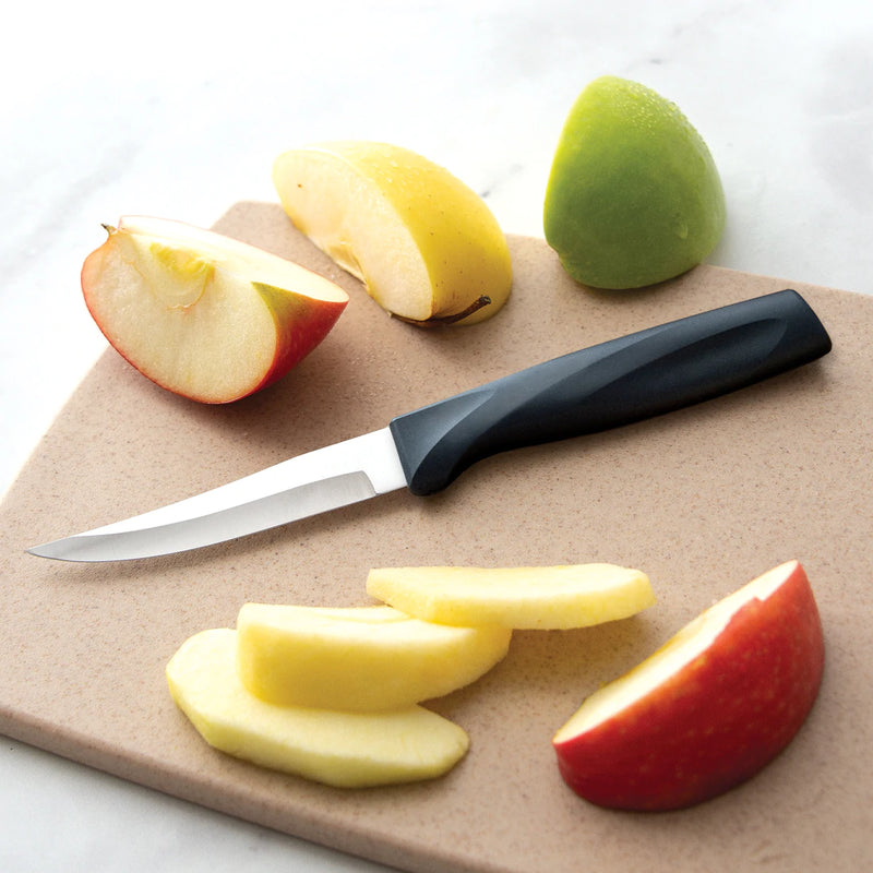 Rada Cutlery Anthem Series Heavy Duty Paring Knife Stainless Steel Blade with Ergonomic Black Resin Handle - 7-3/8 Inches
