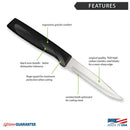 Rada Cutlery Anthem Series Serrated Stainless Steel Dining Steak Knife with Ergonomic Black Resin Handle - 3-7/8 inches