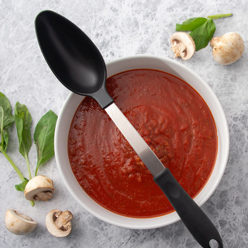 Rada Cutlery Non-Scratch Basting Spoon - Heat Resistant Cooking Utensil Serving Spoon with Ergonomic Comfort Grip Handle - 13-1/4 Inches