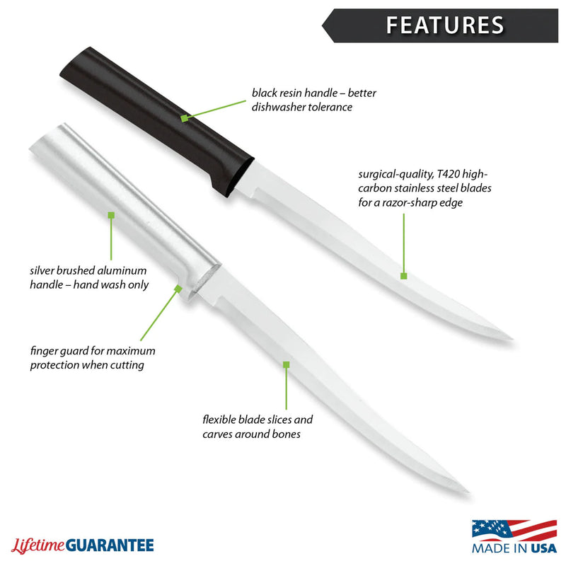 Rada Cutlery Carving Knife Boning Knife with Stainless Steel Blade and Aluminum Handle - 11 Inches, Silver