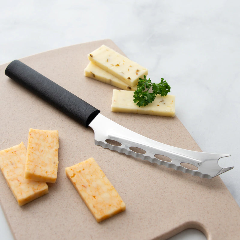 Rada Cutlery Cheese Stainless Serrated Edge Knife Steel Resin, 9-5/8 Inches - Black Handle