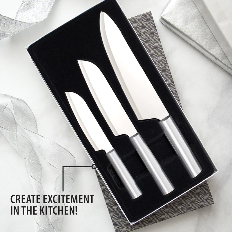 Rada Cutlery Chef Select 3-Piece Large Knife Set With Silver Aluminum Handles