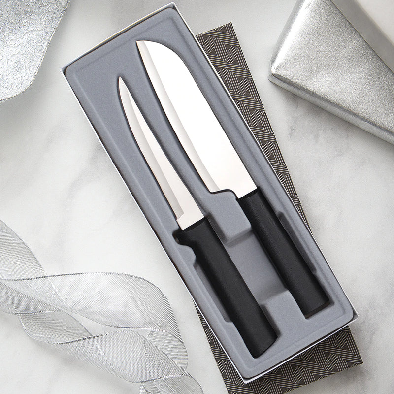 Rada Cutlery Two Piece Knife Stainless Cook's Choice Gift Set Steel Resin - Set of 2, Black Handle