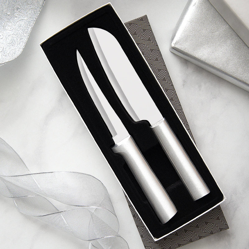 Rada Cutlery Two Piece Knife Stainless Steel Cook Choice Gift Set with Aluminum, 8 Inches, Silver Handle