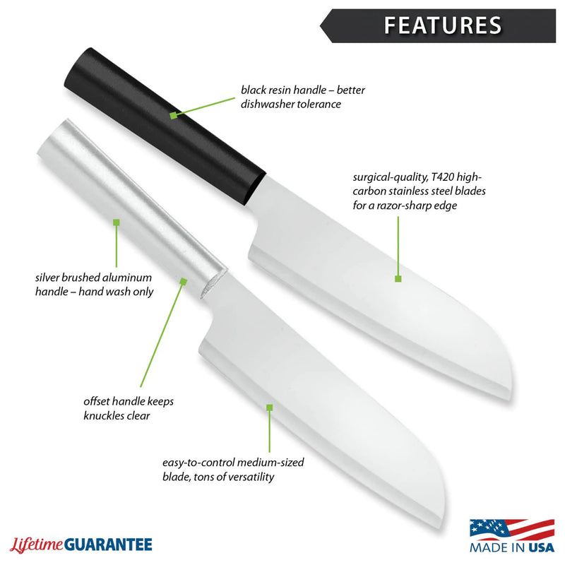 Rada Cutlery Cook's Knife Stainless Steel Blade With Brushed Aluminum Silver Handle