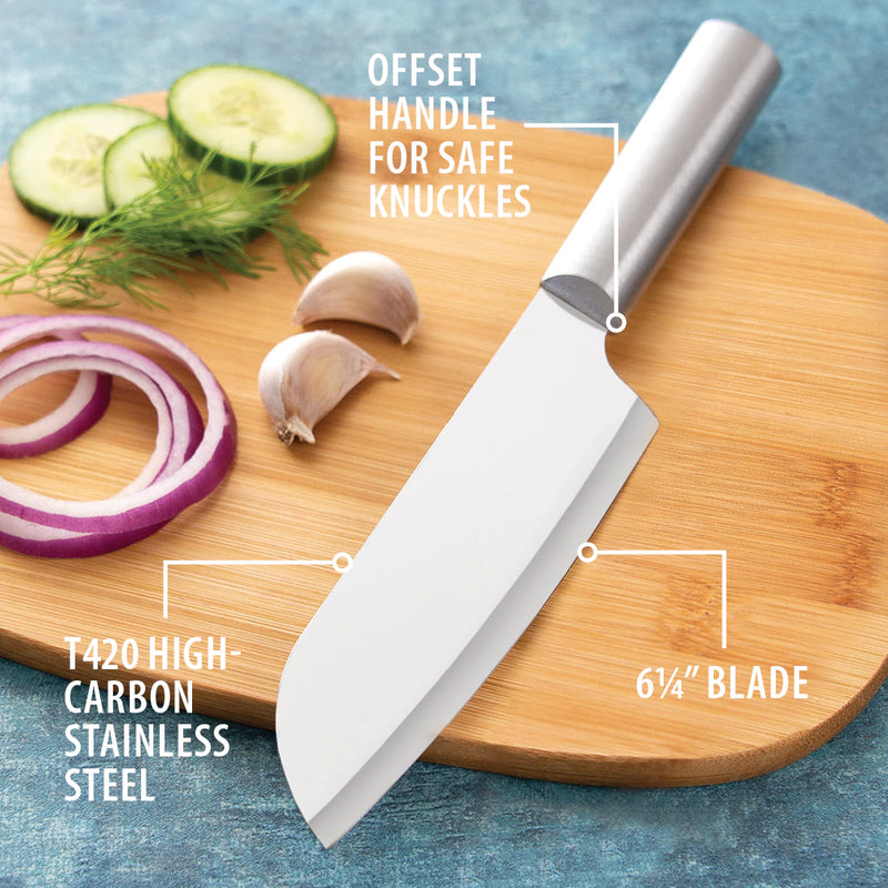 Rada Cutlery Cook's Knife Stainless Steel Blade With Brushed Aluminum Silver Handle