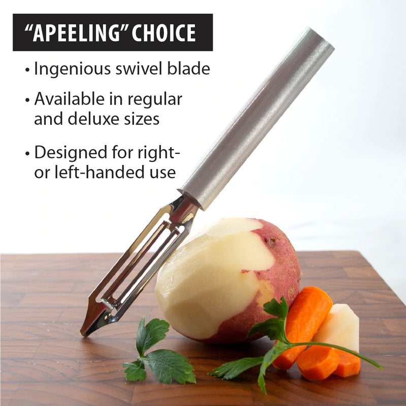 Rada Cutlery Deluxe Vegetable Peeler Stainless Steel Blade With Aluminum Silver Handle - 8-3/8 Inches