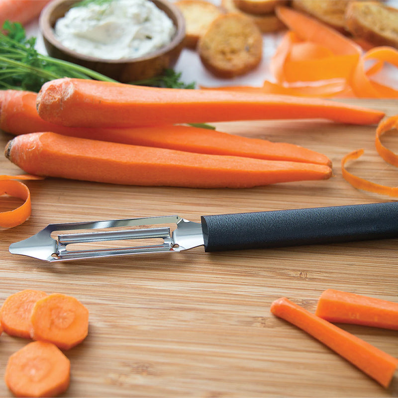 Rada Cutlery Deluxe Vegetable Peeler Blade Stainless Steel Resin, 8-3/8 Inches - Black Handle