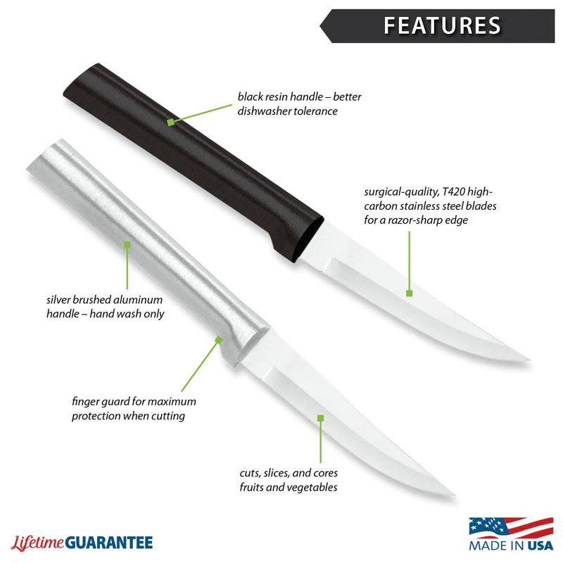 Rada Cutlery Heavy Duty Paring Knife with Aluminum Handle - Silver, Pack of 2
