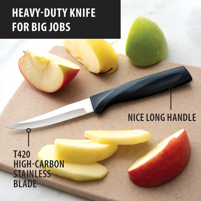 Rada Cutlery Anthem Series Heavy Duty Paring Knife Stainless Steel Blade with Ergonomic Black Resin Handle - 7-3/8 Inches