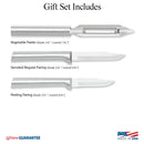 Rada Cutlery 3-Piece Basics Knife Gift Set Stainless Steel Kitchen Knives With Silver Aluminum Handles