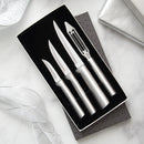 Rada Cutlery Meal Prep 4-Piece Paring Knife Gift Set Stainless Steel Blades and Silver Aluminum Handles