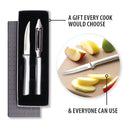 Rada Cutlery Stainless Steel Paring Knife and Vegetable Peeler Pare and Peel Gift Set with Brushed Silver Aluminum Handles