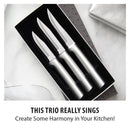 Rada Cutlery Paring Knife Set 3 Knives with Stainless Steel Blades and Brushed Aluminum - Silver Handle
