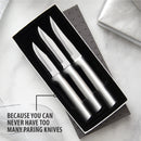 Rada Cutlery Paring Knife Set 3 Knives with Stainless Steel Blades and Brushed Aluminum - Silver Handle