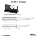 Rada Cutlery Paring Set and Knife Sharpener Stainless Steel Blades With Silver Aluminum Handle