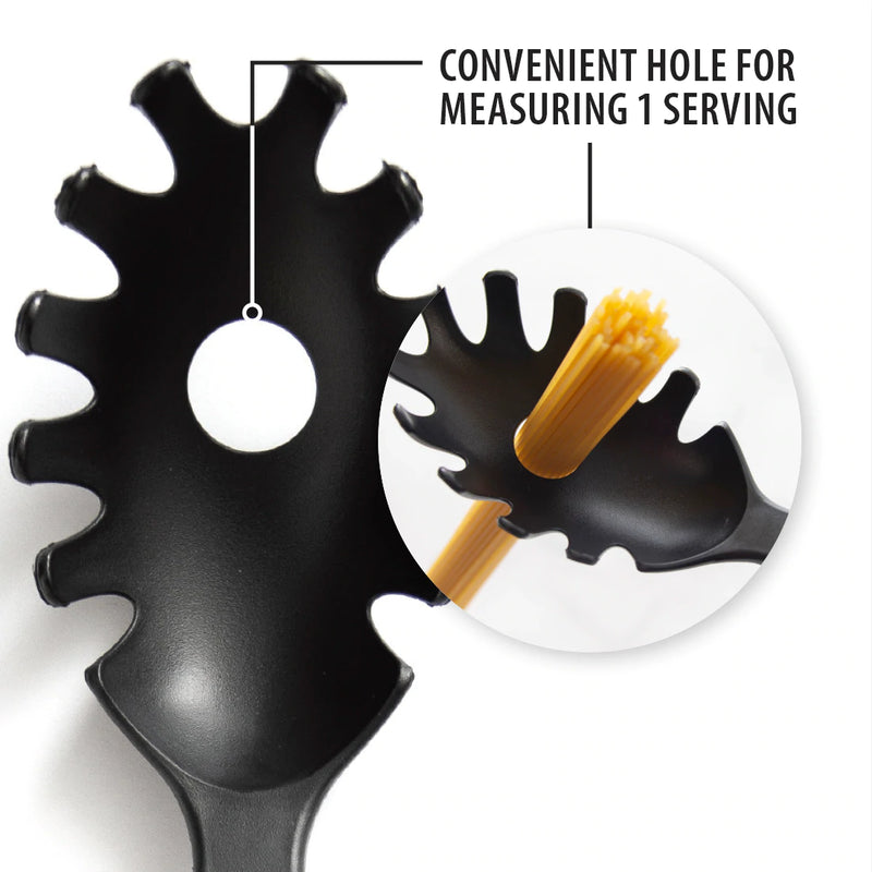 Rada Heat Resistant Spaghetti Spoon - Pasta Server Kitchen Utensil with Ergonomic Comfort Grip Handle - 13-1/4 Inches