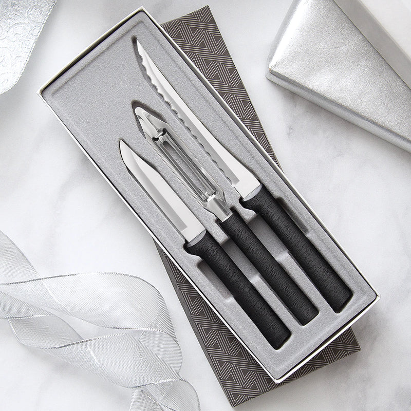 Rada Cutlery Kitchen Utensil Peel, Pare and Slice Set Stainless Steel Resin - Black Handle