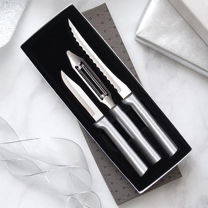 Rada Cutlery Kitchen Utensil Stainless Steel Peel, Pare and Slice Gift Set with Aluminum - Silver Handle