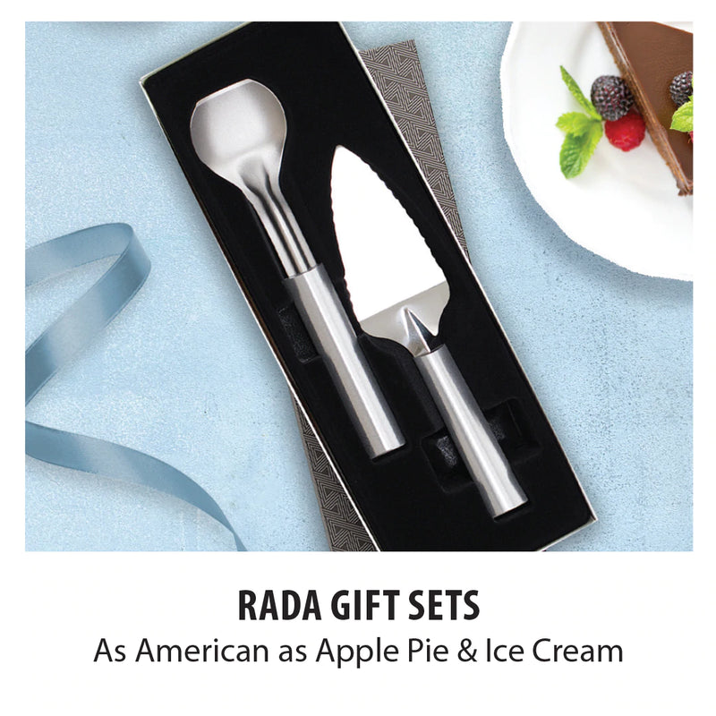 Rada Cutlery Pie Server and Ice Cream Scoop Pie A'La Mode Gift Set With Silver Aluminum Handles