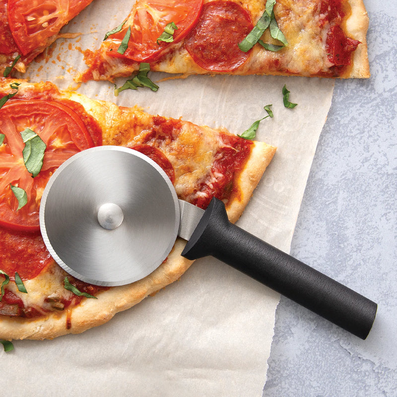 Rada Cutlery Pizza Cutter 3 Inch Wheel Stainless Steel Resin - Black Handle