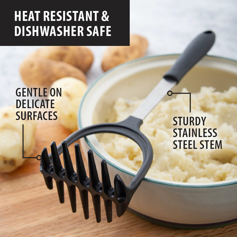 Rada Heat Resistant Kitchen Utensil Food Masher with Ergonomic Comfort Grip Handle - 12 Inches