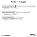 Rada Cutlery Sensational Serrations 3-Piece Kitchen Knife Set Stainless Steel Blade and Aluminum - Silver Handle