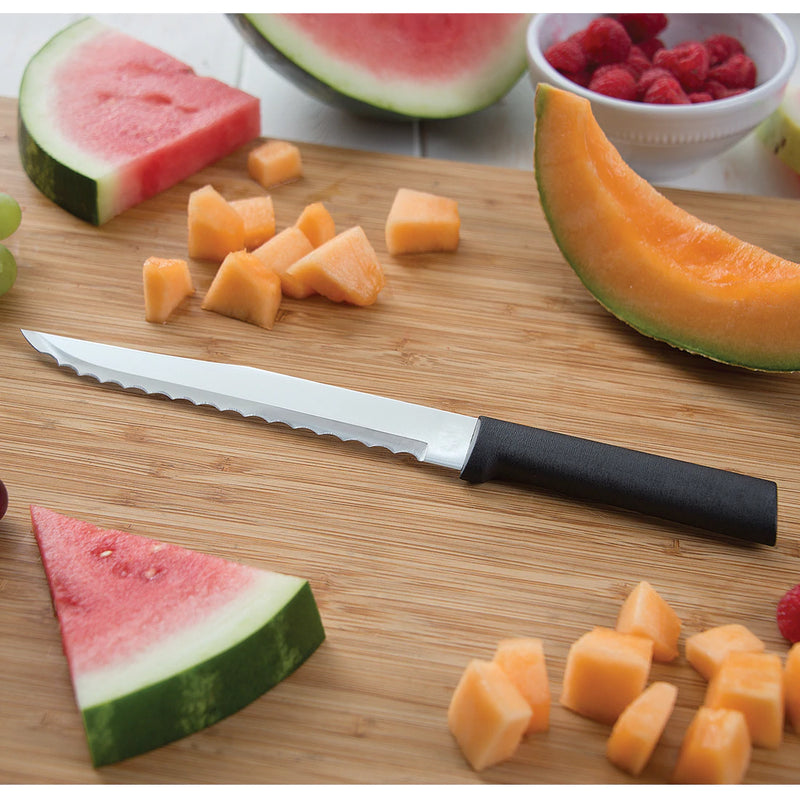 Rada Cutlery Serrated Slicing Knife Stainless Blade and Steel Resin - 11-1/4 Inches, Black Handle