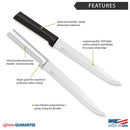 Rada Cutlery Slicing Knife - Stainless Steel Blade With Black Steel Resin Handle, 11-3/8 Inches