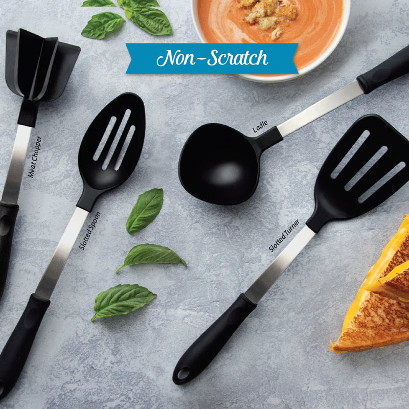 Rada Cutlery Serving Slotted Spoon with Ergonomic Comfort Grip Handle - 13-1/4 Inches