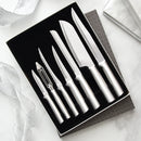 Rada Cutlery Knife 7 Stainless Steel Kitchen Knives Starter Gift Set with Brushed Aluminum - Silver Handle