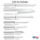 Rada Cutlery Knife 7 Stainless Steel Kitchen Knives Starter Gift Set with Brushed Aluminum - Silver Handle