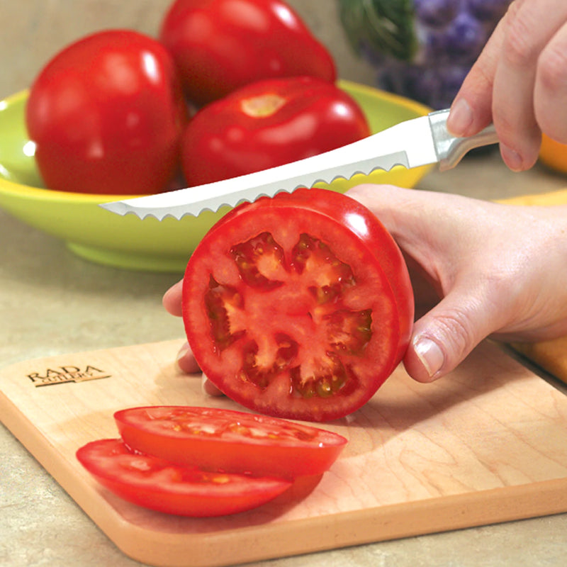 Rada Cutlery Tomato Slicing Knife Stainless Steel Blade With Aluminum Silver Handle - 8-7/8 Inches