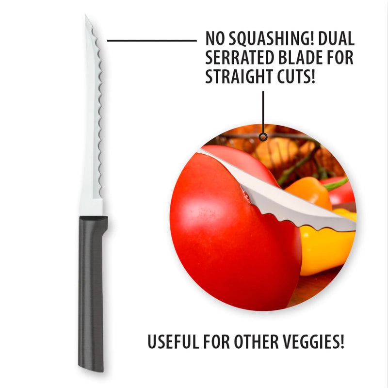 Rada Cutlery Tomato Slicing Knife Stainless Steel Blade, 8-7/8 Inches, 1-Pack - Black Handle
