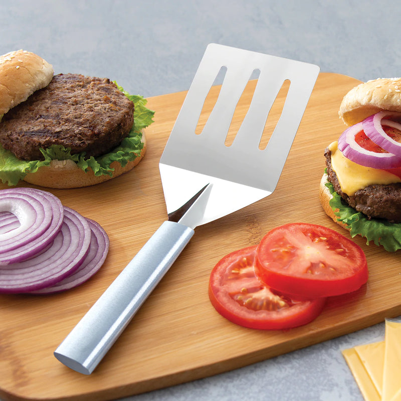 Rada Cutlery Metal Grill Spatula Stainless Steel Face and Aluminum Silver Handle