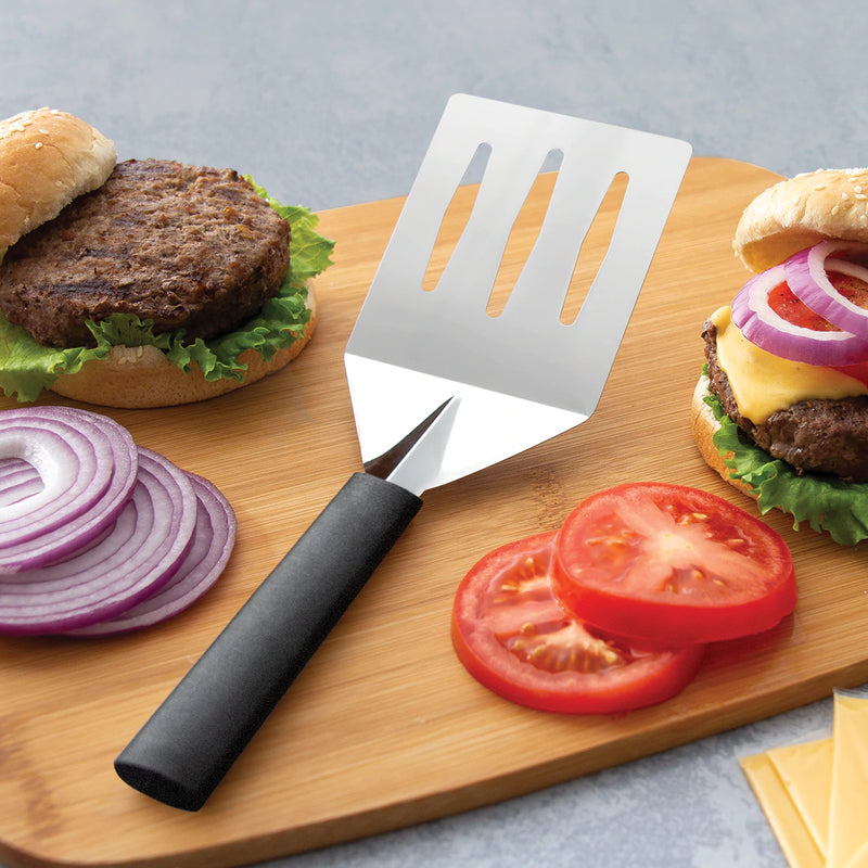 Rada Cutlery Metal Grill Stainless Steel Face Spatula and Steel Black Resin Handle, 10-1/8 Inches