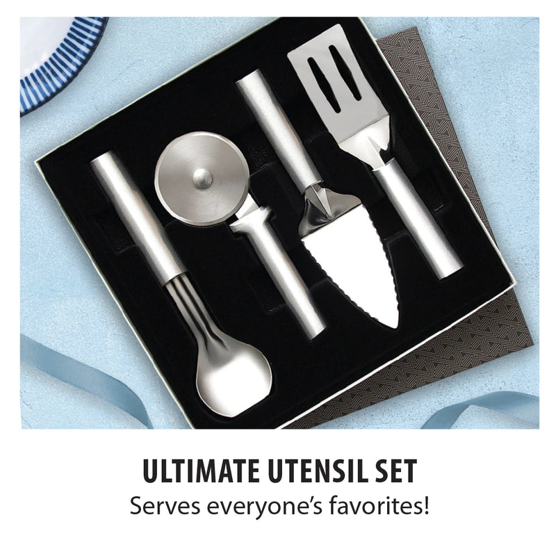 Rada Cutlery 4-Piece Kitchen Utensil Gift Set Stainless Steel Set with Aluminum Handles - Silver Handle