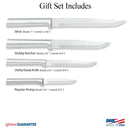 Rada Cutlery Wedding Register Knife Gift Set - 4 Culinary Knives With Black Stainless Steel Resin Handle
